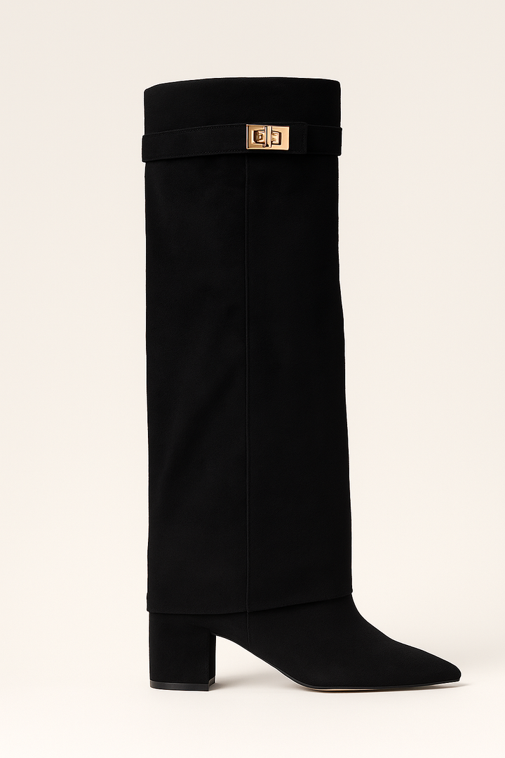 Hohe Stiefel aus Velourslederimitat