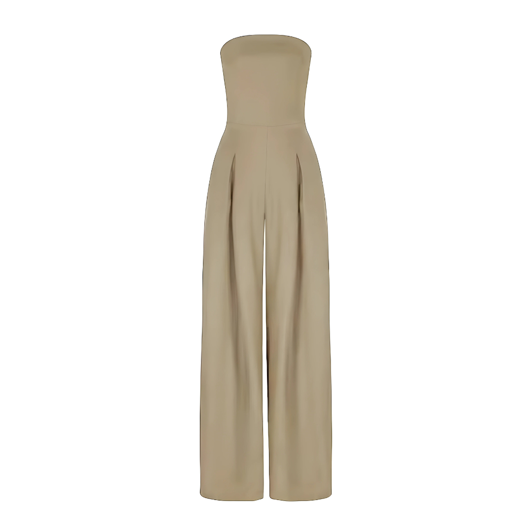 Schulterfreier Jumpsuit mit weitem Bein