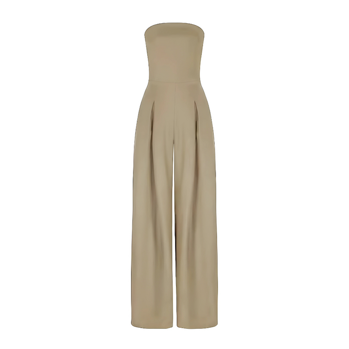 Schulterfreier Jumpsuit mit weitem Bein