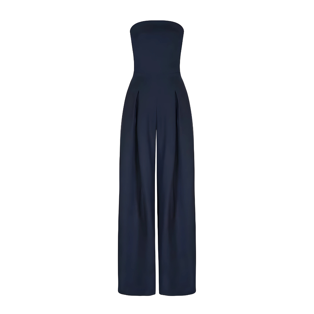 Schulterfreier Jumpsuit mit weitem Bein