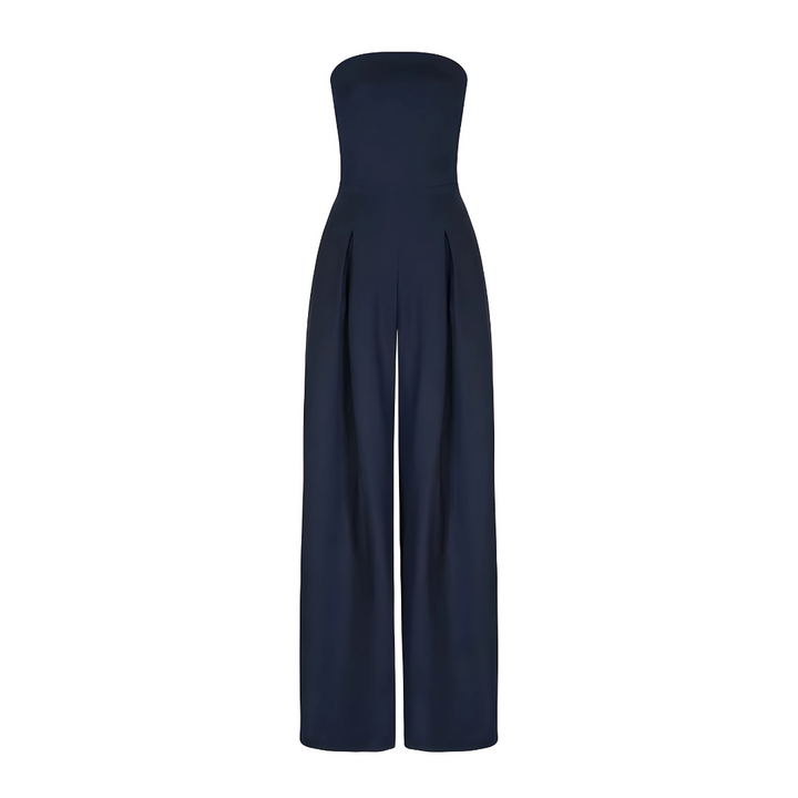 Schulterfreier Jumpsuit mit weitem Bein