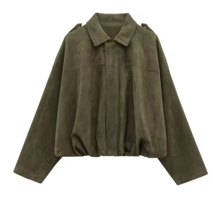 Oversize-Jacke in Wildlederoptik