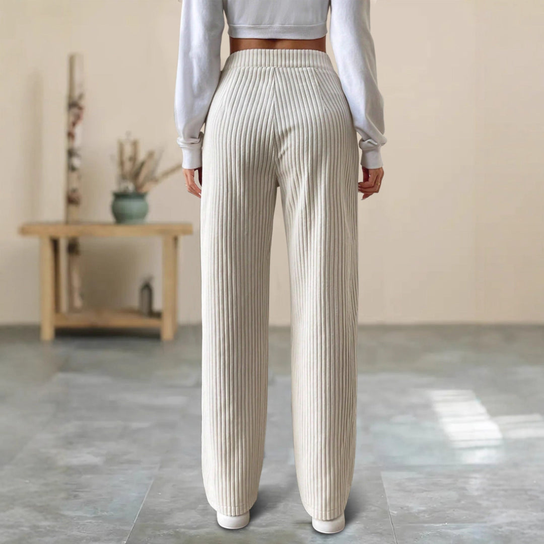 Lässige, lockere Hose mit Streifen und hohem Bund