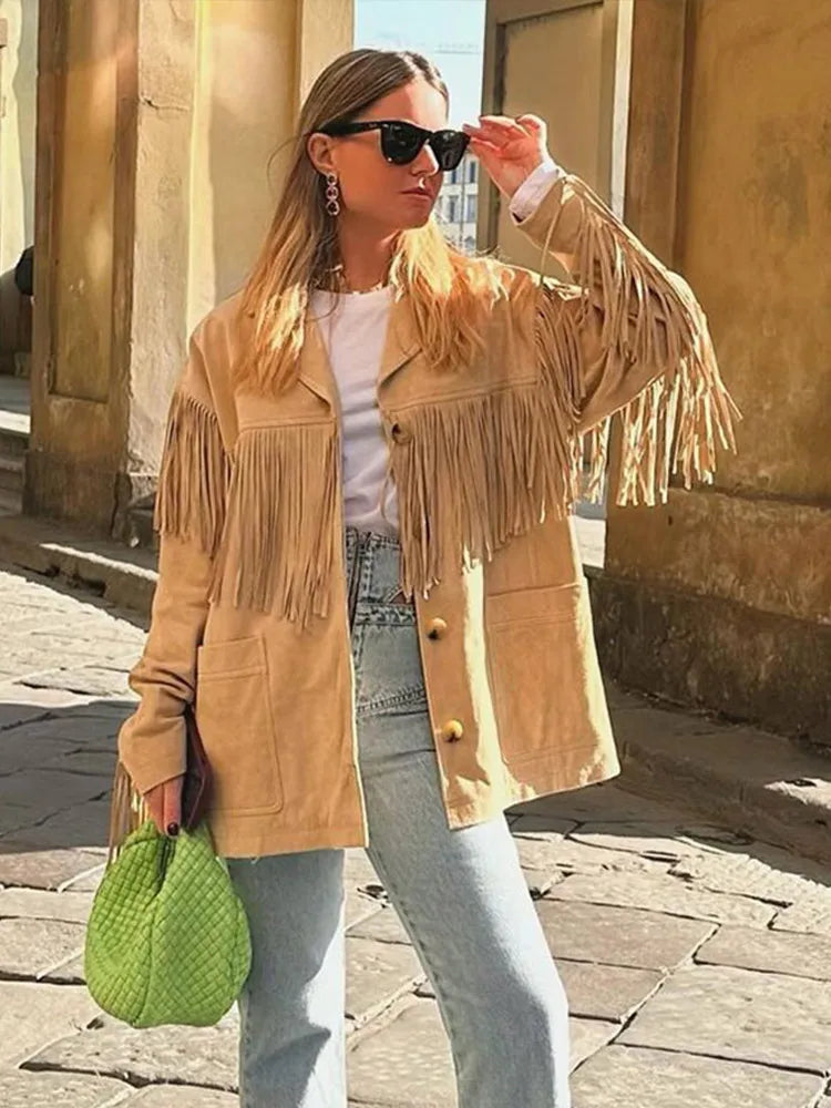 Veste en Suédine à Franges