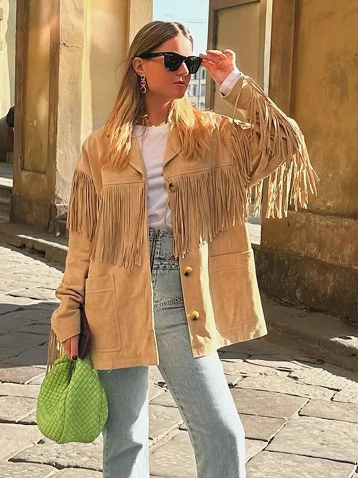 Veste en Suédine à Franges
