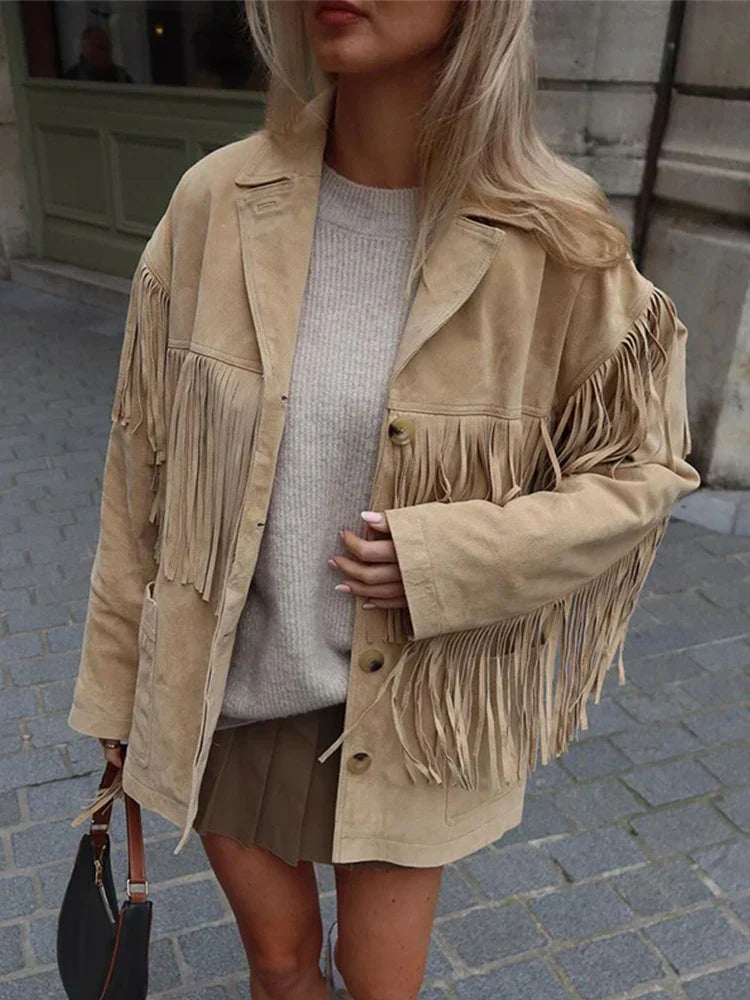 Veste en Suédine à Franges