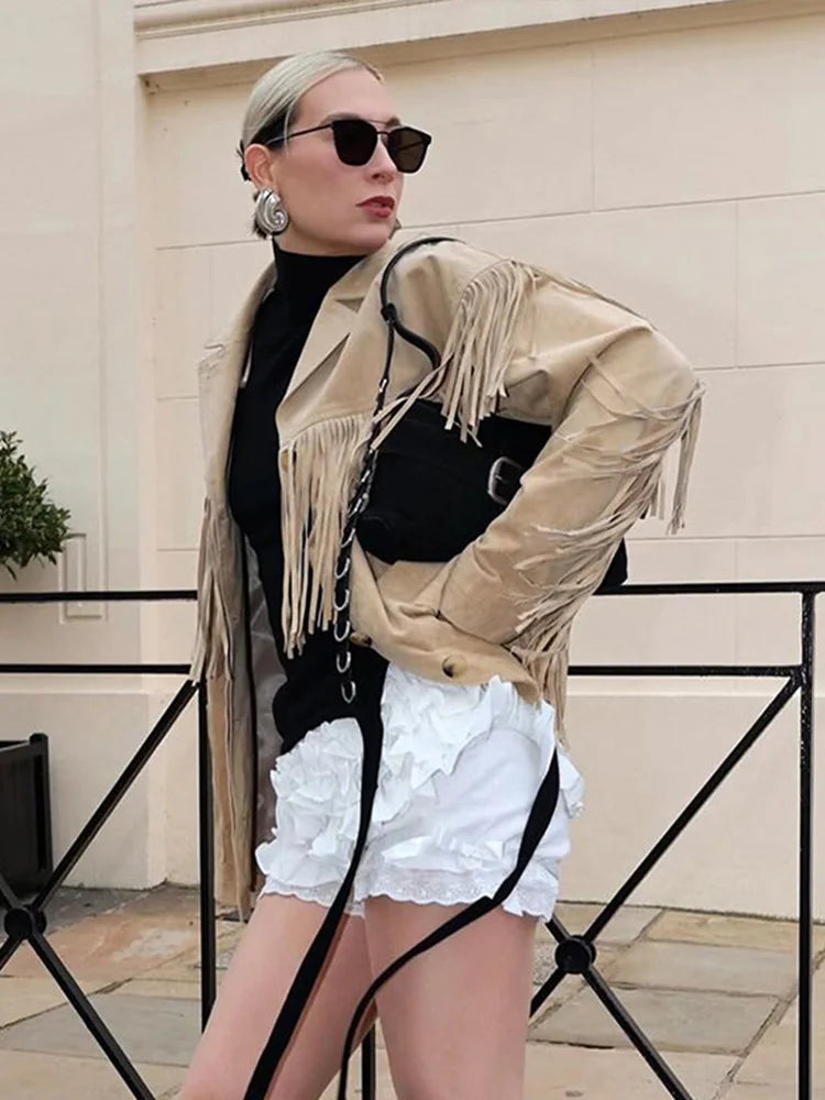 Veste en Suédine à Franges