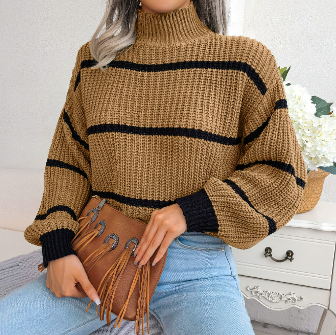 Weicher Damenpullover mit Stehkragen