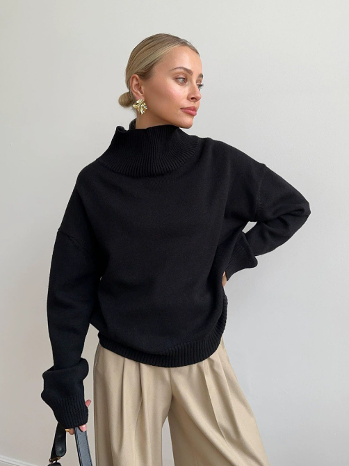 Oversize-Damenpullover mit Rollkragen aus