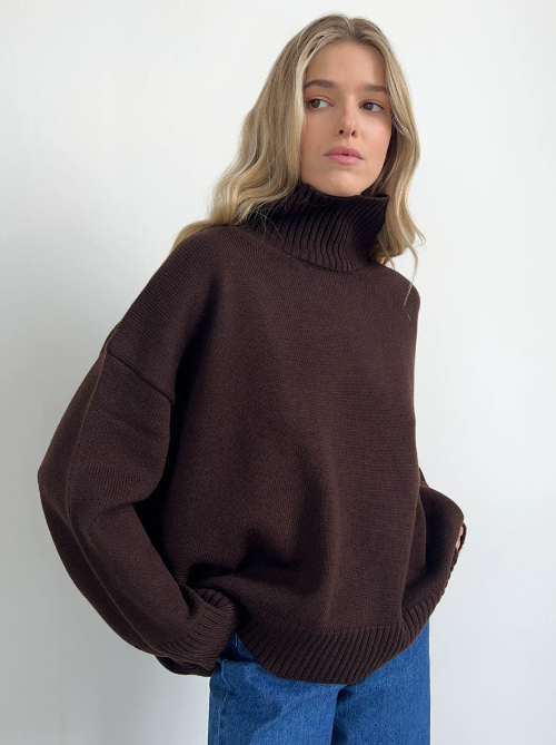 Oversize-Damenpullover mit Rollkragen aus