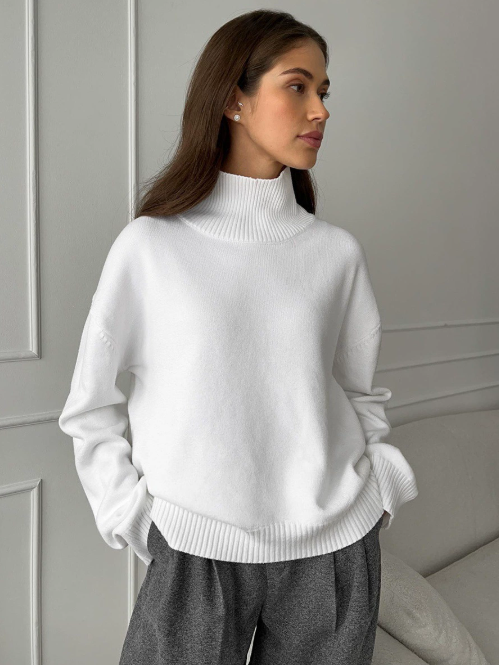 Oversize-Damenpullover mit Rollkragen aus