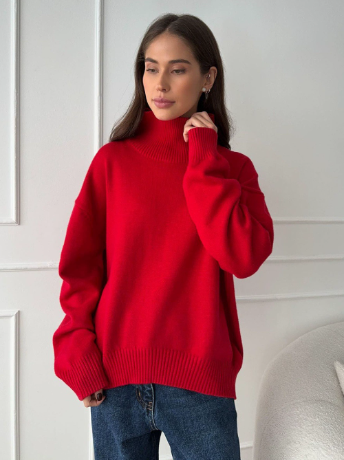 Oversize-Damenpullover mit Rollkragen aus