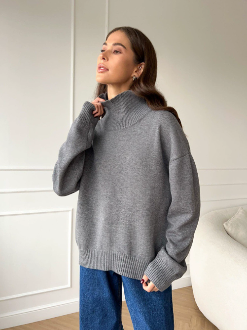 Oversize-Damenpullover mit Rollkragen aus