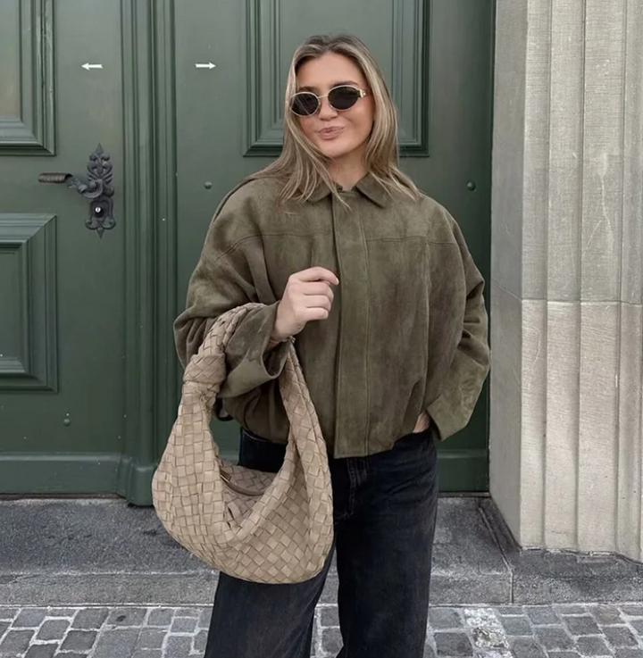 Oversize-Jacke in Wildlederoptik