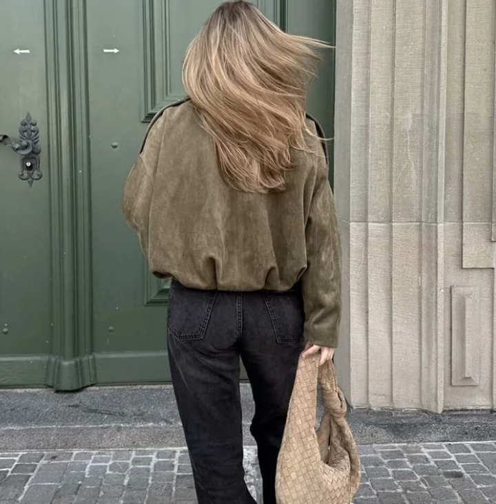 Oversize-Jacke in Wildlederoptik