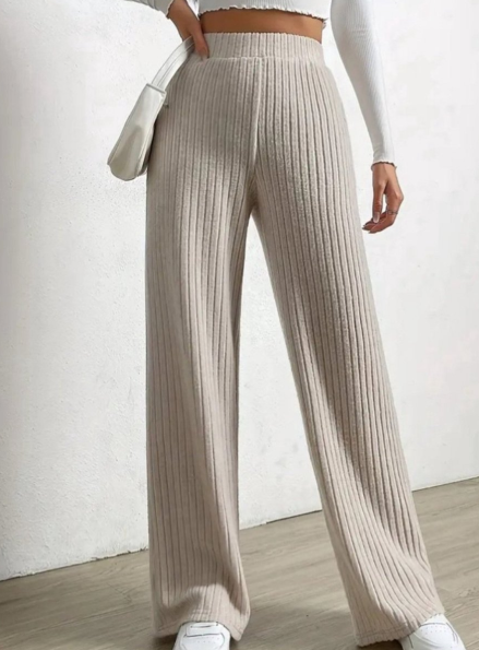 Pantalon Côtelée à Jambes Larges