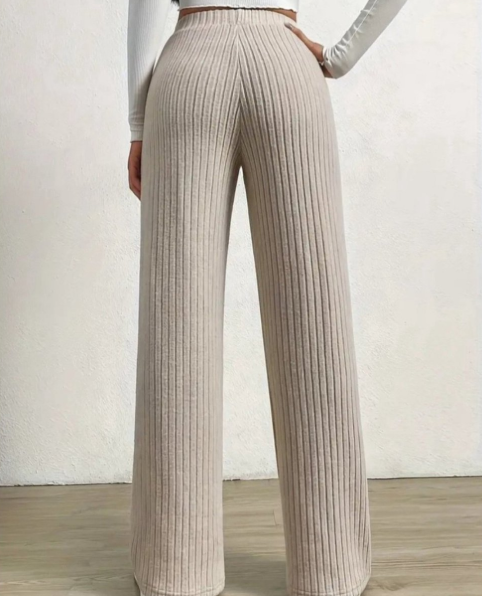 Pantalon Côtelée à Jambes Larges