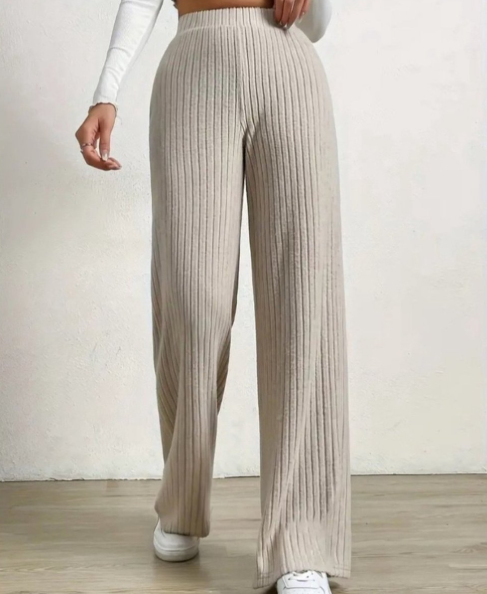 Pantalon Côtelée à Jambes Larges