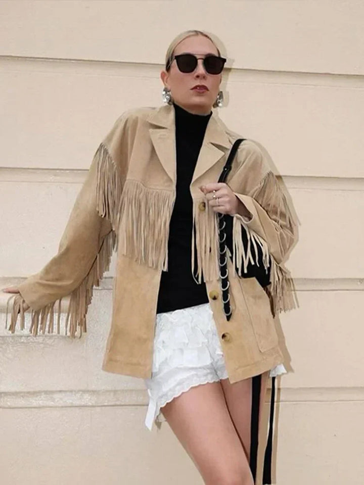 Veste en Suédine à Franges