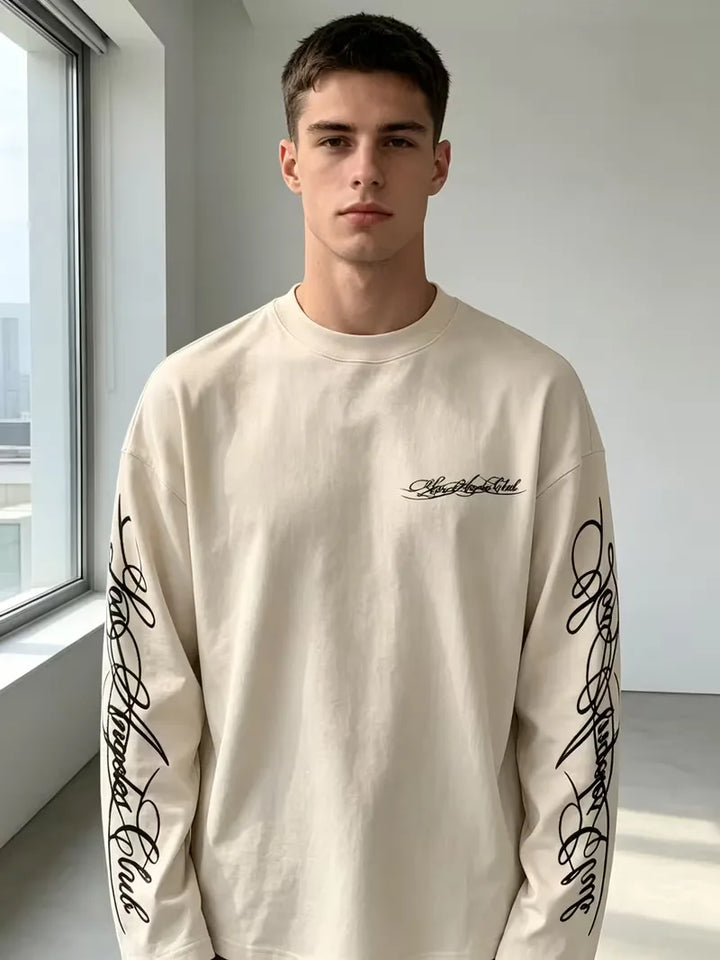 Pull Homme à Manches Imprimées – Abricot