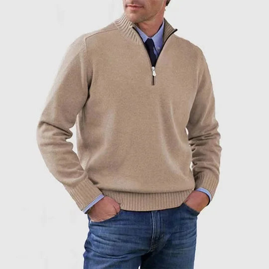 Pull Homme Classique Zippé – Abricot