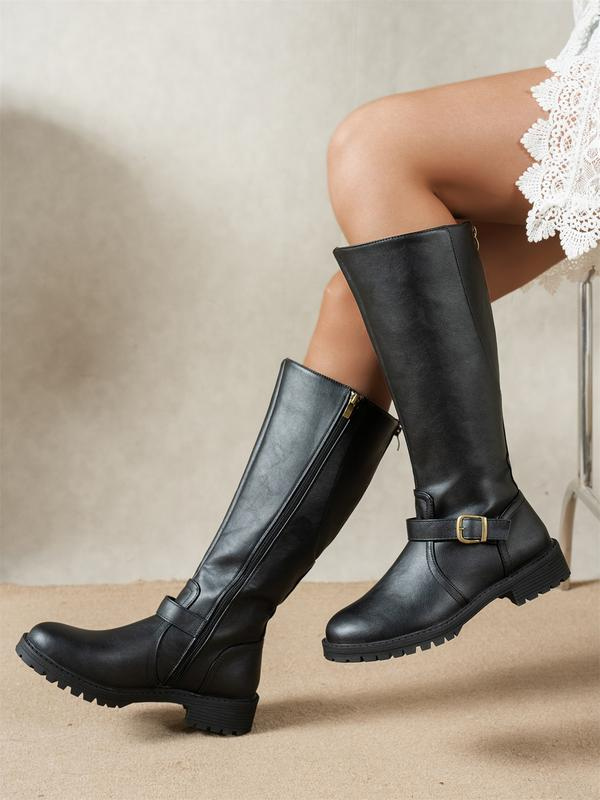 Bottes Hautes Confortables à Boucle – Noir