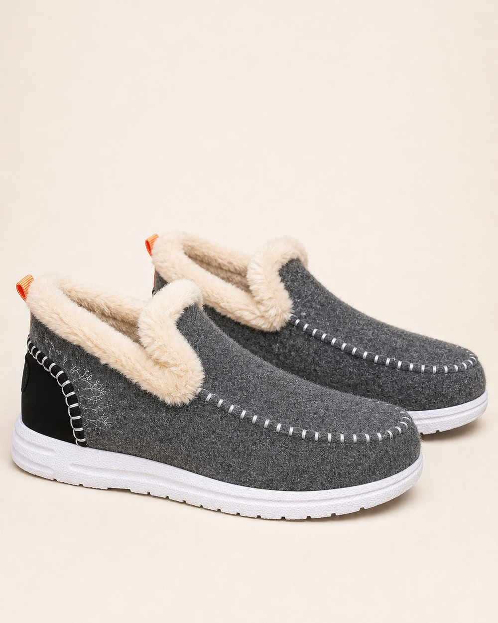 Bottines Doublées Style Mocassin – Gris