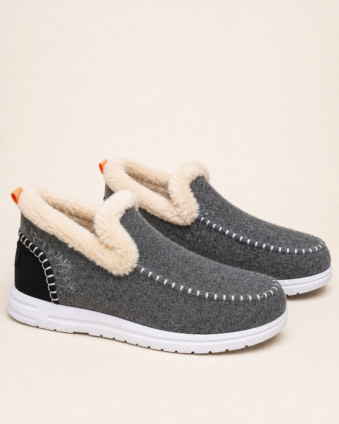 Bottines Doublées Style Mocassin – Gris