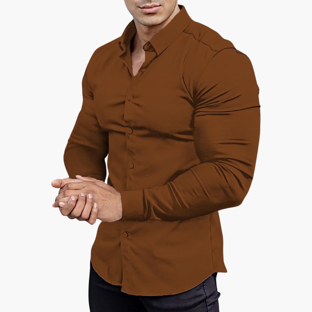 Chemise Homme Coupe Cintrée – Marron