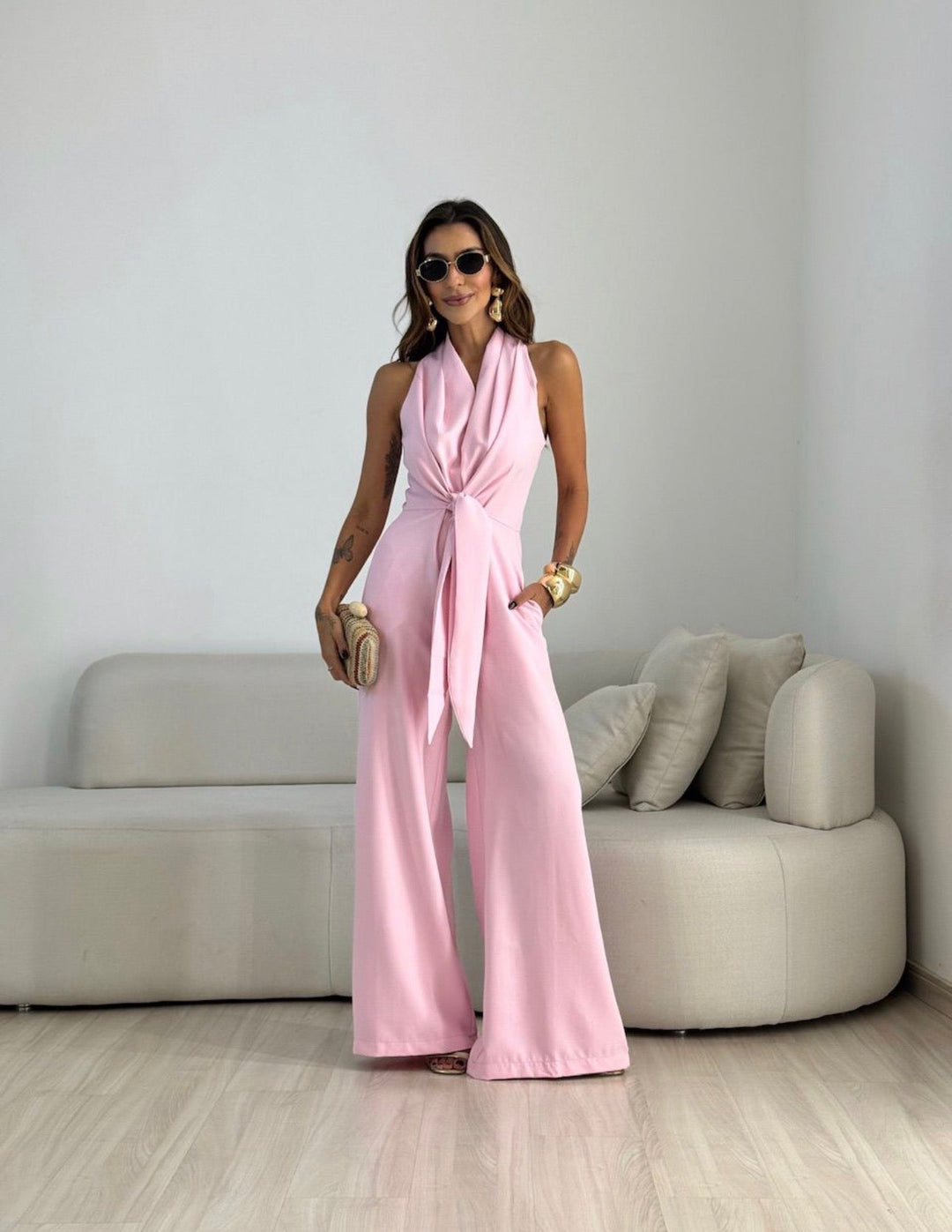 Ensemble Élégant à Nœud – Rose