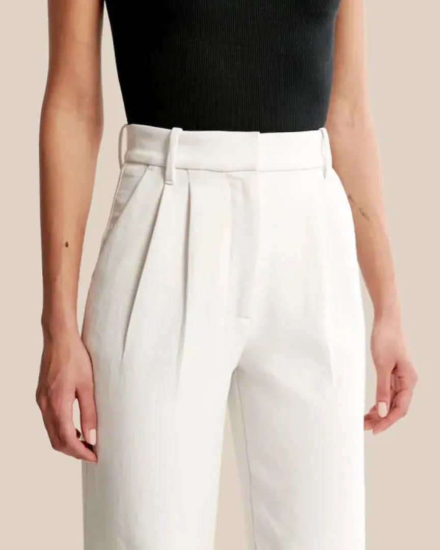 Pantalon Élégant à Jambes Larges – Blanc