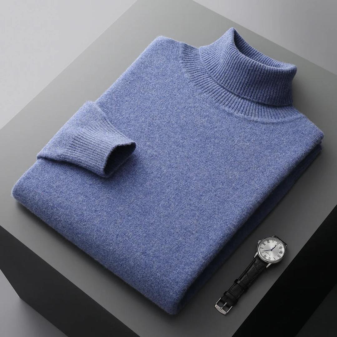 Pull Homme Col Roulé Classique – Bleu