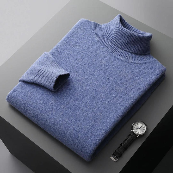 Pull Homme Col Roulé Classique – Bleu