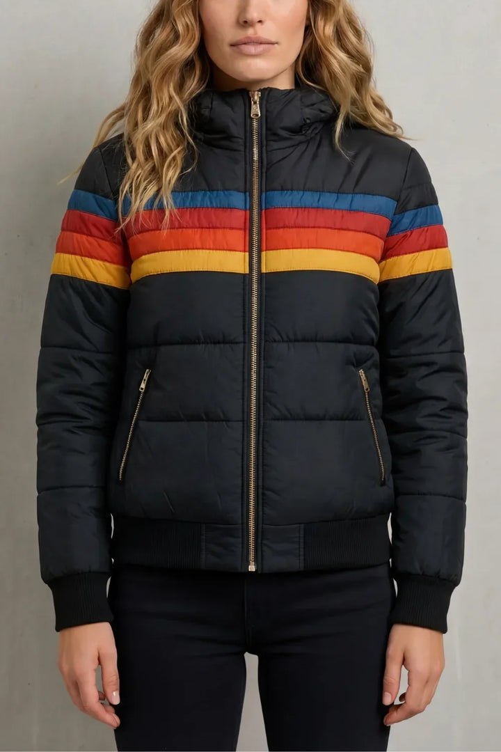 Veste Color-Block à Capuche – Noir