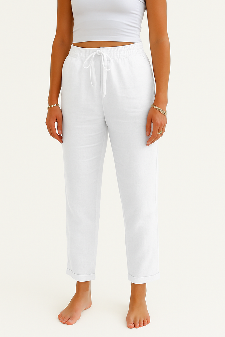 Pantalon Droit Taille Haute Lien Ajustable