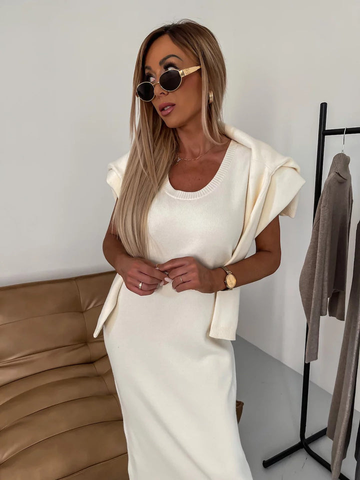 Set aus Kleid und kurzem Pullover