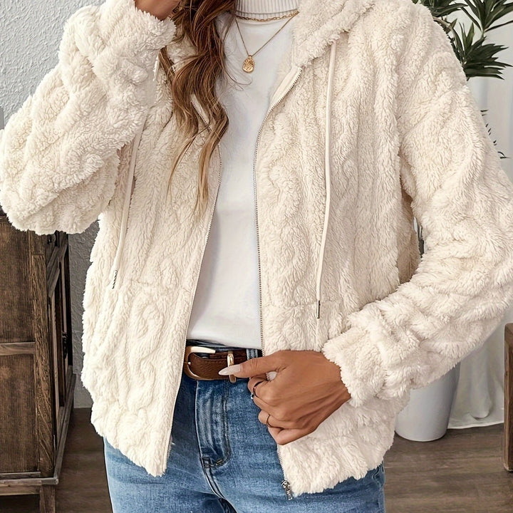 Plüschjacke mit Reißverschluss und Kapuze