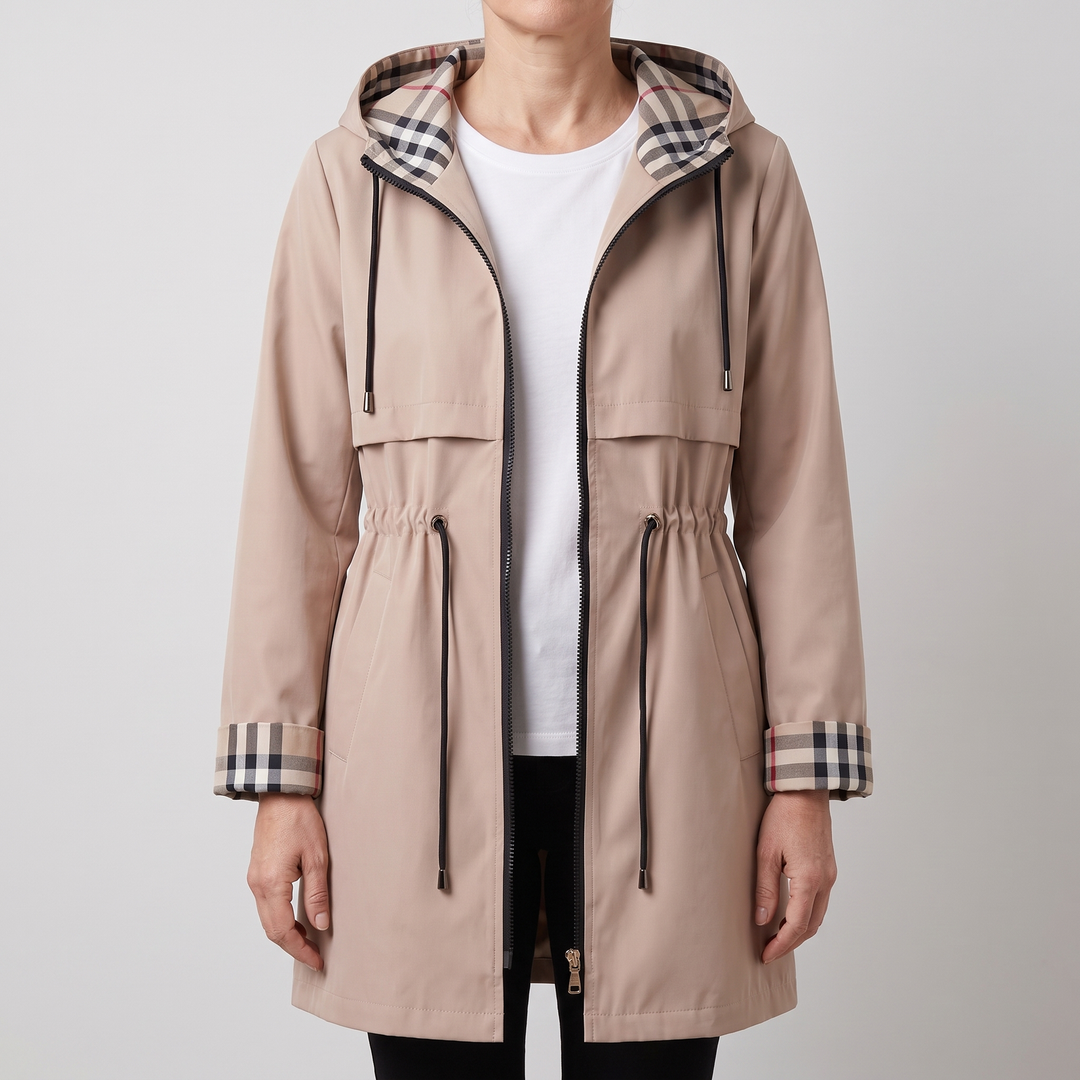 Veste à Capuche Taille Ajustable – Beige