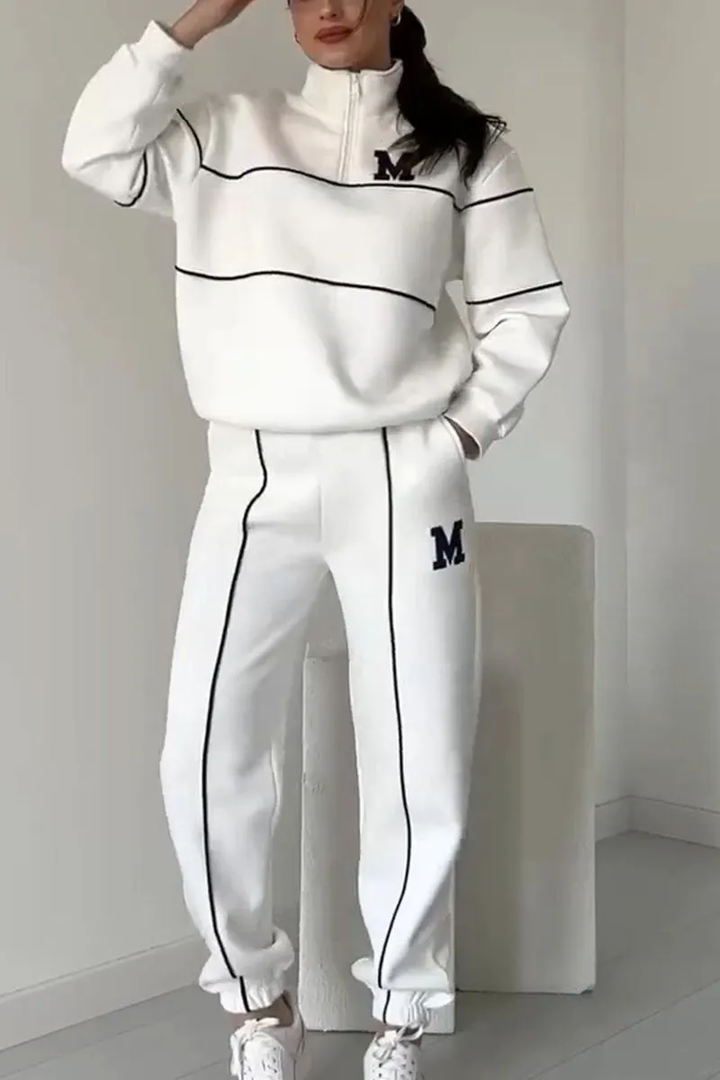 Ensemble Sportif Col Zippé – Blanc