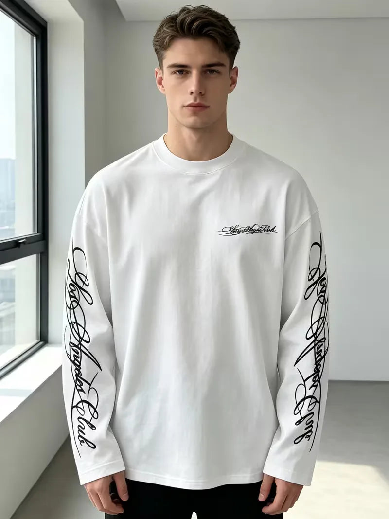 Pull Homme à Manches Imprimées – Blanc