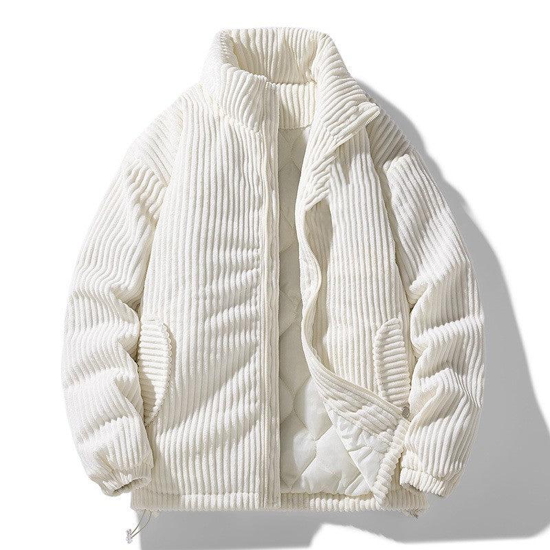Veste Zippée à Col Droit – Blanc