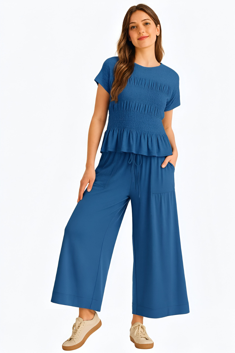 Ensemble Pantalon Large Décontracté – Bleu Foncé