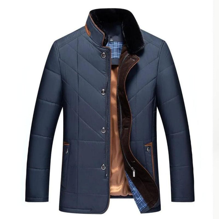 Manteau Matelassé à Col Droit – Bleu