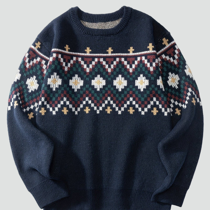 Pull Homme à Motif Norvégien – Bleu Marine