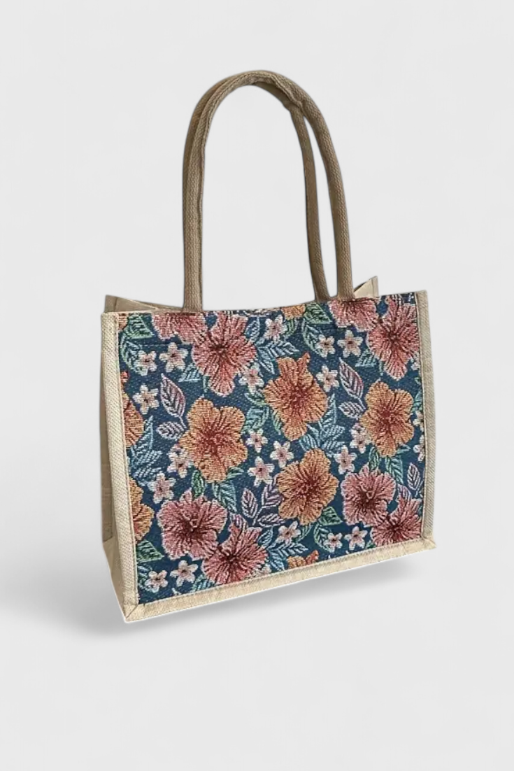 Sac Cabas à Imprimé Floral – Bleu