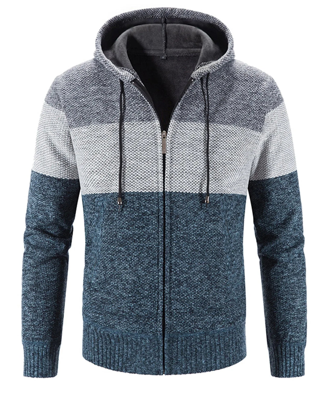 Sweat Zippé à Capuche Tricolore – Bleu