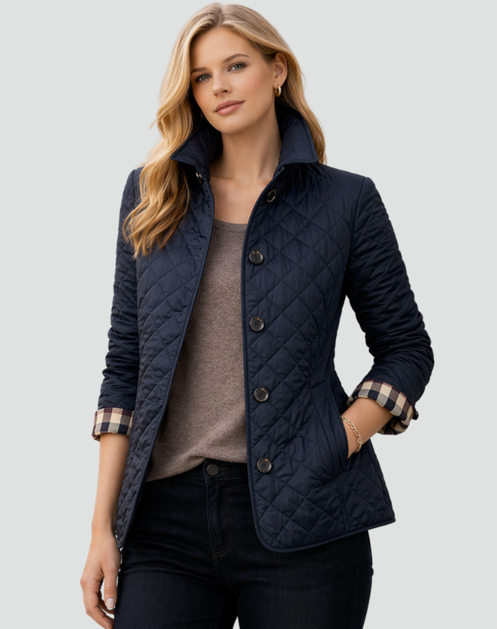 Veste Matelassée à Col Chemise – Bleu