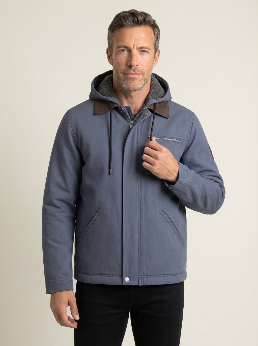 Veste Utilitaire Doublée à Capuche – Bleu