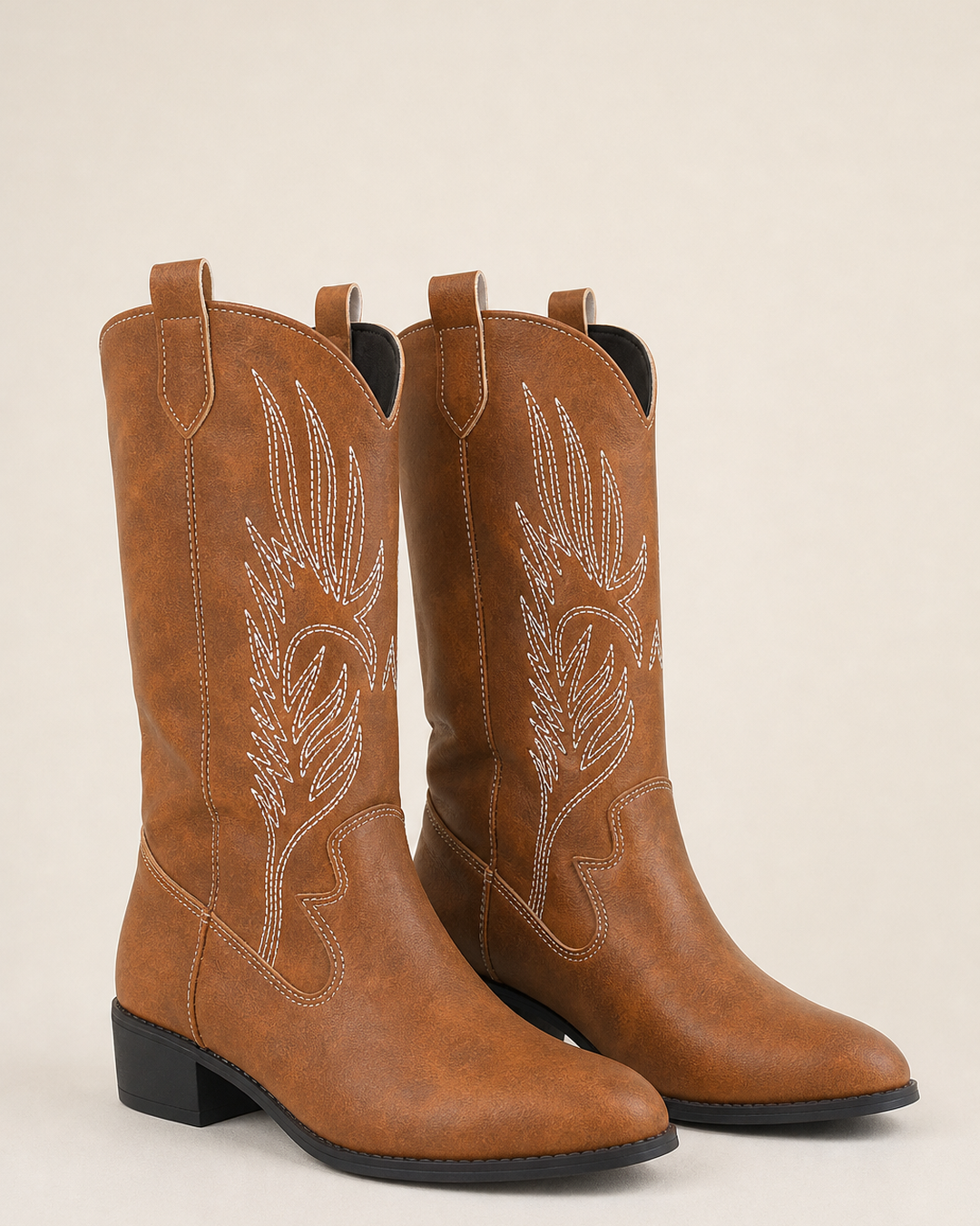 Bottes Hautes Style Western – Marron