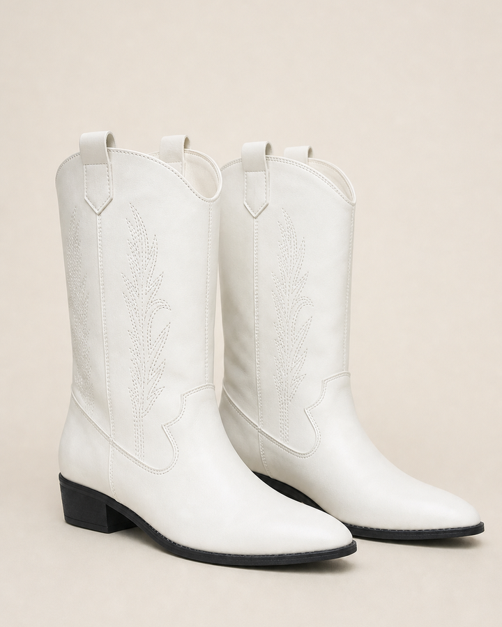 Bottes Hautes Style Western – Blanc